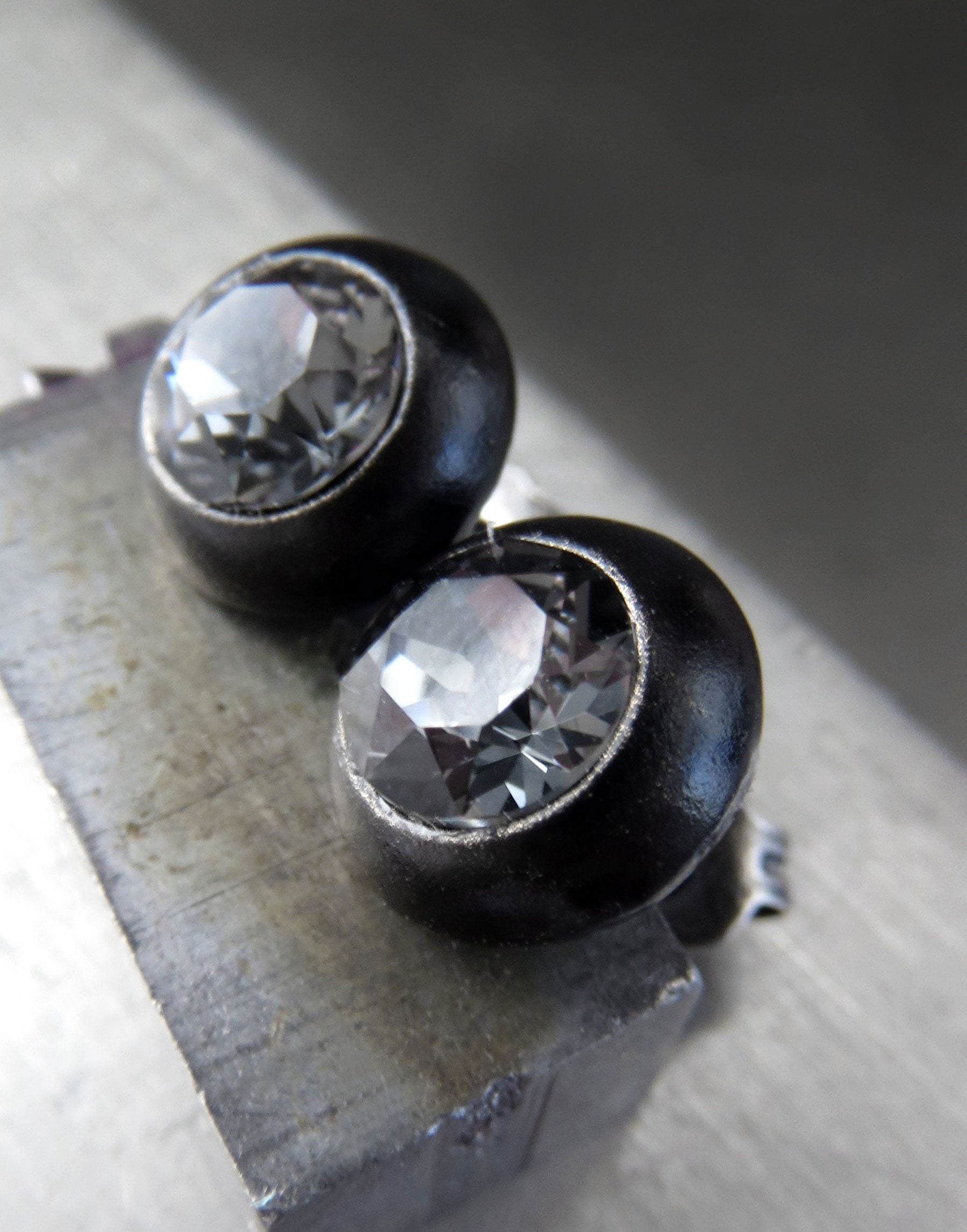 Ultra Modern Black Night Crystal Stud Earrings